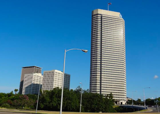 Exterior view of the American General Insurance high-rise building in Houston